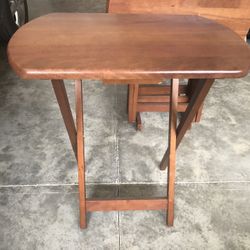 Set Of Four Solid Wood Tray Tables