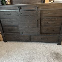 Brown Wood Newtown  Dresser and Mirror