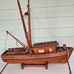 Shrimp Boat Wooden Model, hand-made, 34" long X 32" high X 8.25 " wide
