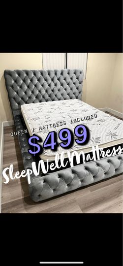 Queen size bed frame with mattress included