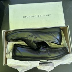 Giorgio Brutini Mens Black Leather Loafers Slip On Dress Shoes Size 13W Wide