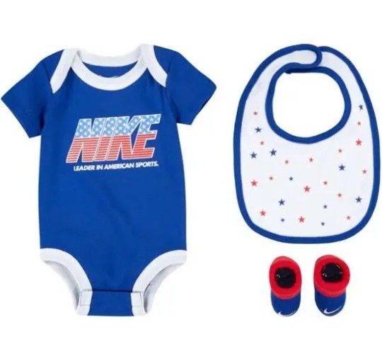 3 Piece Nike Baby Gift Set / Outfit, USA, Patriotic