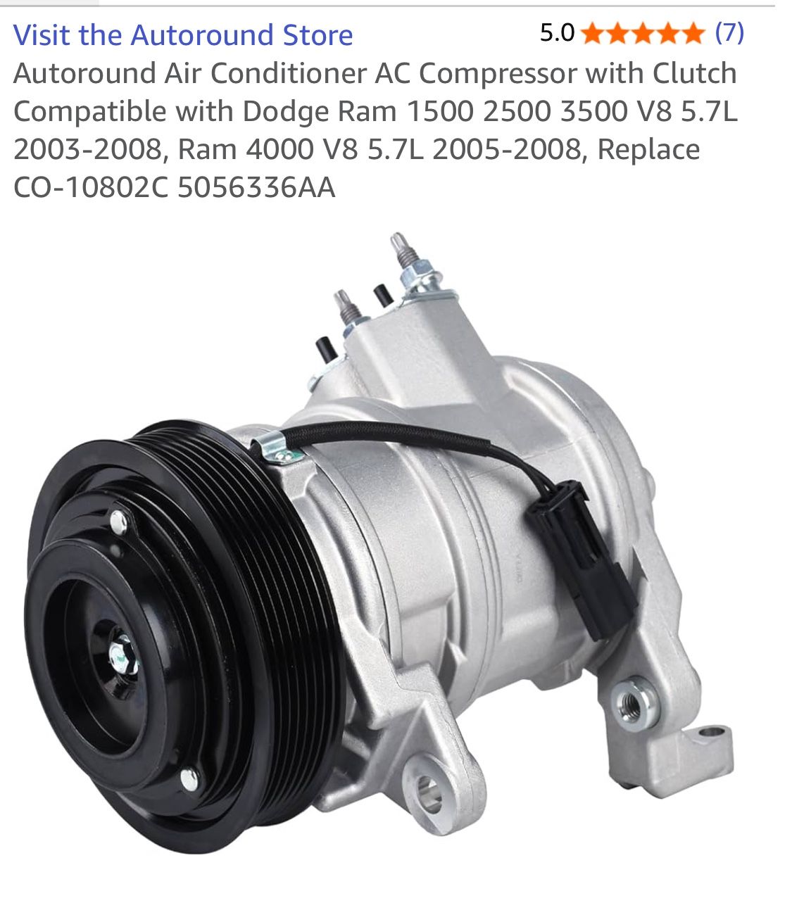 New Air Conditioner, Ac Compressor W Clutch(Dodge Ram)