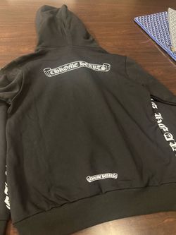 Chrome Hearts Black Pullover Hoodie White Logo Graphic Men’s Size