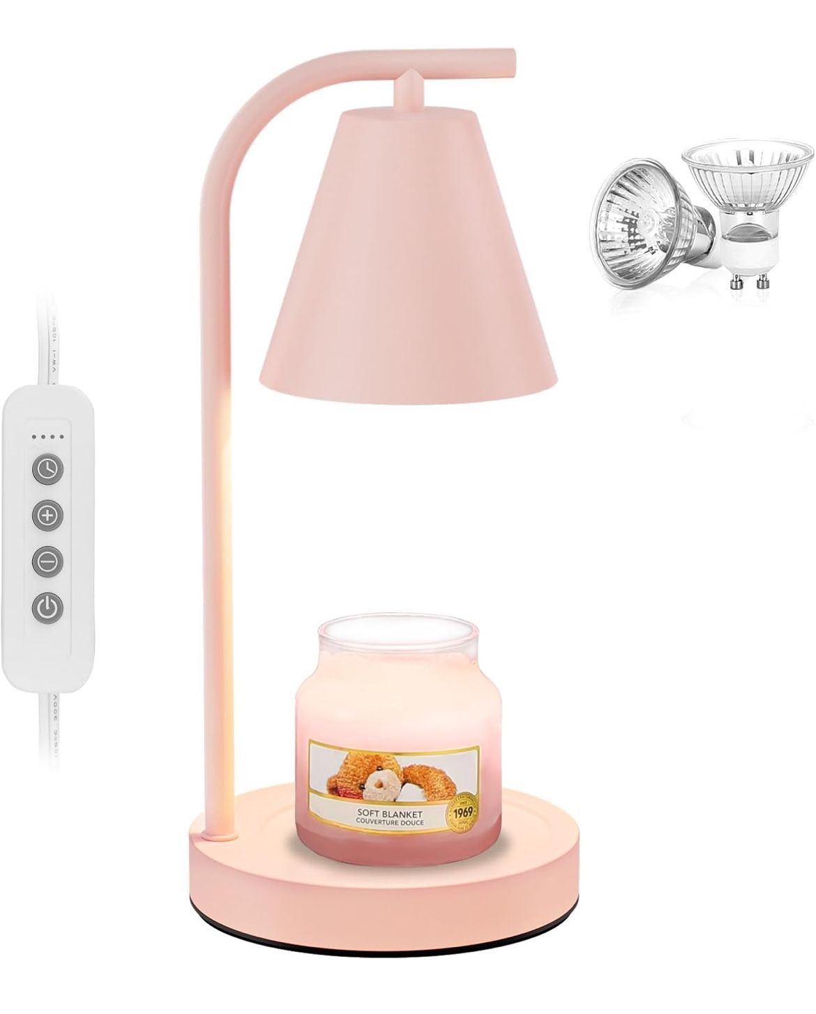 Pink Candle Warmer, Candle Warmer Lamp with Timer,Electric Candle Lamp Warmer for Scented Wax with 2 Bulbs,House Warming Gifts New Home&Gifts for Wome