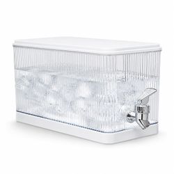 Clear Beverage Dispenser with Spigot and Lid, Rectangular Drink Dispenser for Water, Juice, Tea, Lemonade, Fridge and Party Use