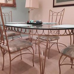 Elegant Glass Top Dining Table & Chairs