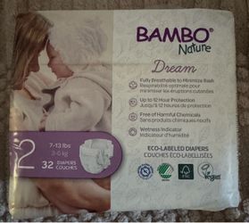 New Bambo Nature Hypoallergenic Baby Diapers Size 2 (7-13 lbs) - 32 Count