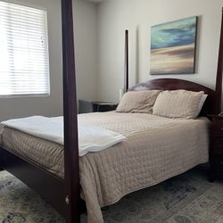 Queen Bed Frame + Mattress- Solid wood 