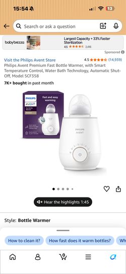 Philips Avent Premium Fast Bottle Warmer SCF358