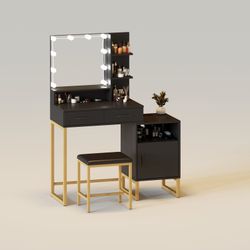 10 LED Lights Modern Makeup Vanity Desk