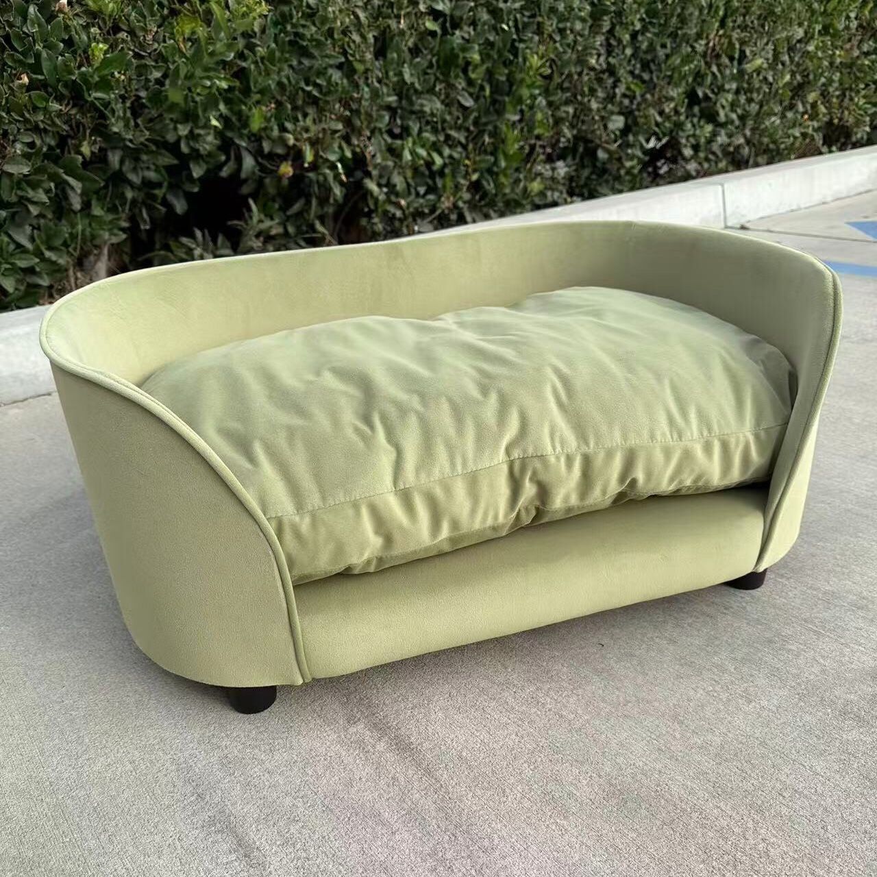 New In Box 27x17x12 Inch Tall Dog Cat Pet Futon Olive Green Color Sofa Bed Lounge Furniture Sleeping Removable Cushion