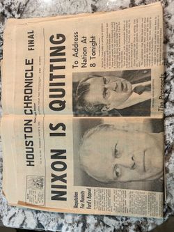 Newspaper President Richard Nixon Announces Resignation Aug 8 1974