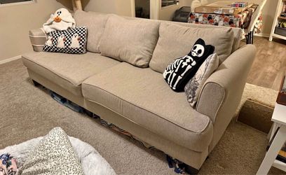 Beautiful Beige Fabric 3-Seat Sofa