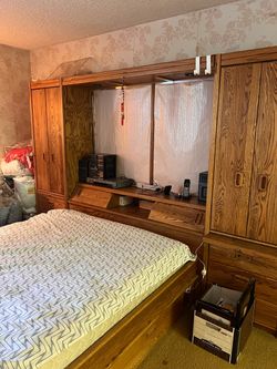 Vintage Solid Wood Bedroom Set / Wall Unit & Entertainment Cabinet