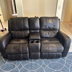 Power Recline Leather Sofa & Love Seat 