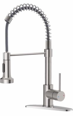 Kitchen Faucet with Pull Down Sprayer Industrial 1 Handle 1 Hole Or 3 Hole Faucet for Farmhouse Camper Laundry Utility Rv Wet Bar Sinks Stainless Stee