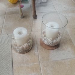 2 Large Glass Candle Holders