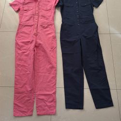 Outerknown Womens S.E.A. Jumpsuit Coverall Short sleeve Button, 2 For $80 