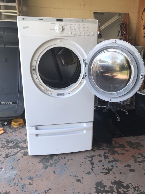 LG dryer with storage