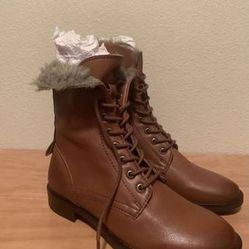 New Seychelles Whiskey Geode Faux Fur Lined Leather Boots, Size 7