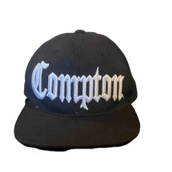 Compton Flat Bill Snapback Adjustable Baseball Cap Hat (Black)