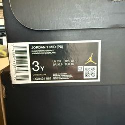Jordan 1 Mid PS Kids Size 3Y