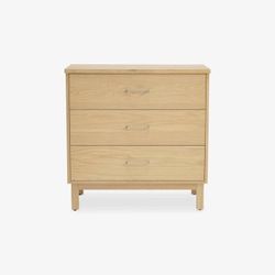 Feather Clinton Compact Dresser – 3 Drawers, Light Oak, Minimalist, Modern Storage Solution