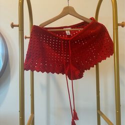 H&M Red Crochet Top and Short (set) Size M