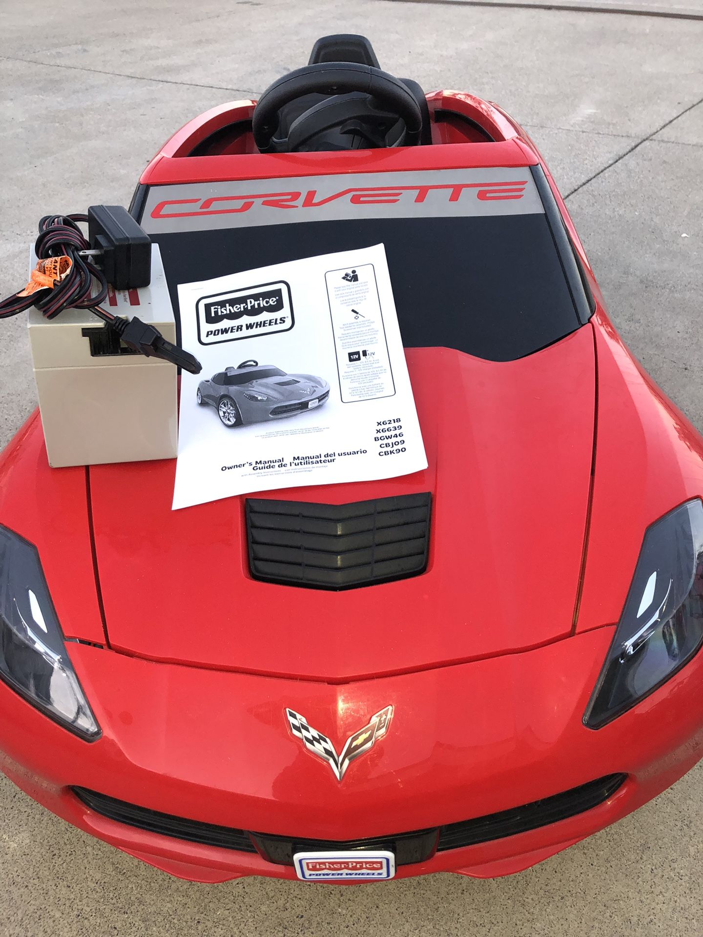Red Corvette Car 12volt electric kids ride on cars power wheels