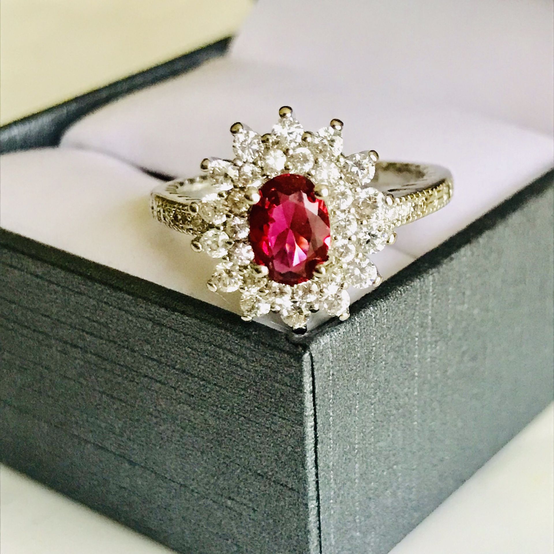 925 silver oval cut ruby Wedding engagement ring women’s jewelry accessory sz 7