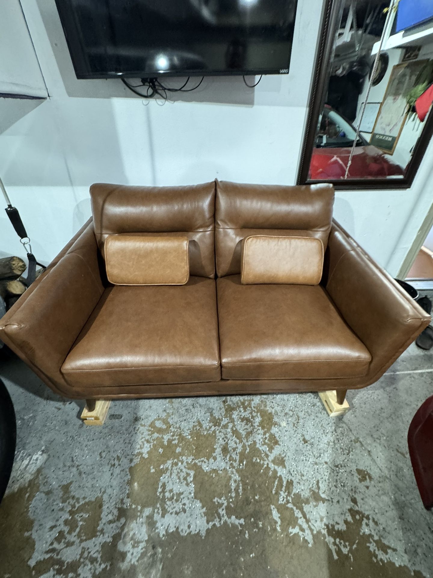 Brown leather Sofa 2 seater 