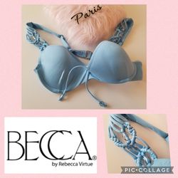 BECCA by Veronica Virtue Baby Blue Bikini Top New Size D