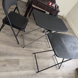 BLACK TABLES + CHAIR