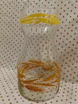 Vintage Mid Century Modern Wheat Grass Glass Carafe