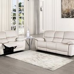 Manual Recliner Sofa & Recliner Loveseat - Off-White Color