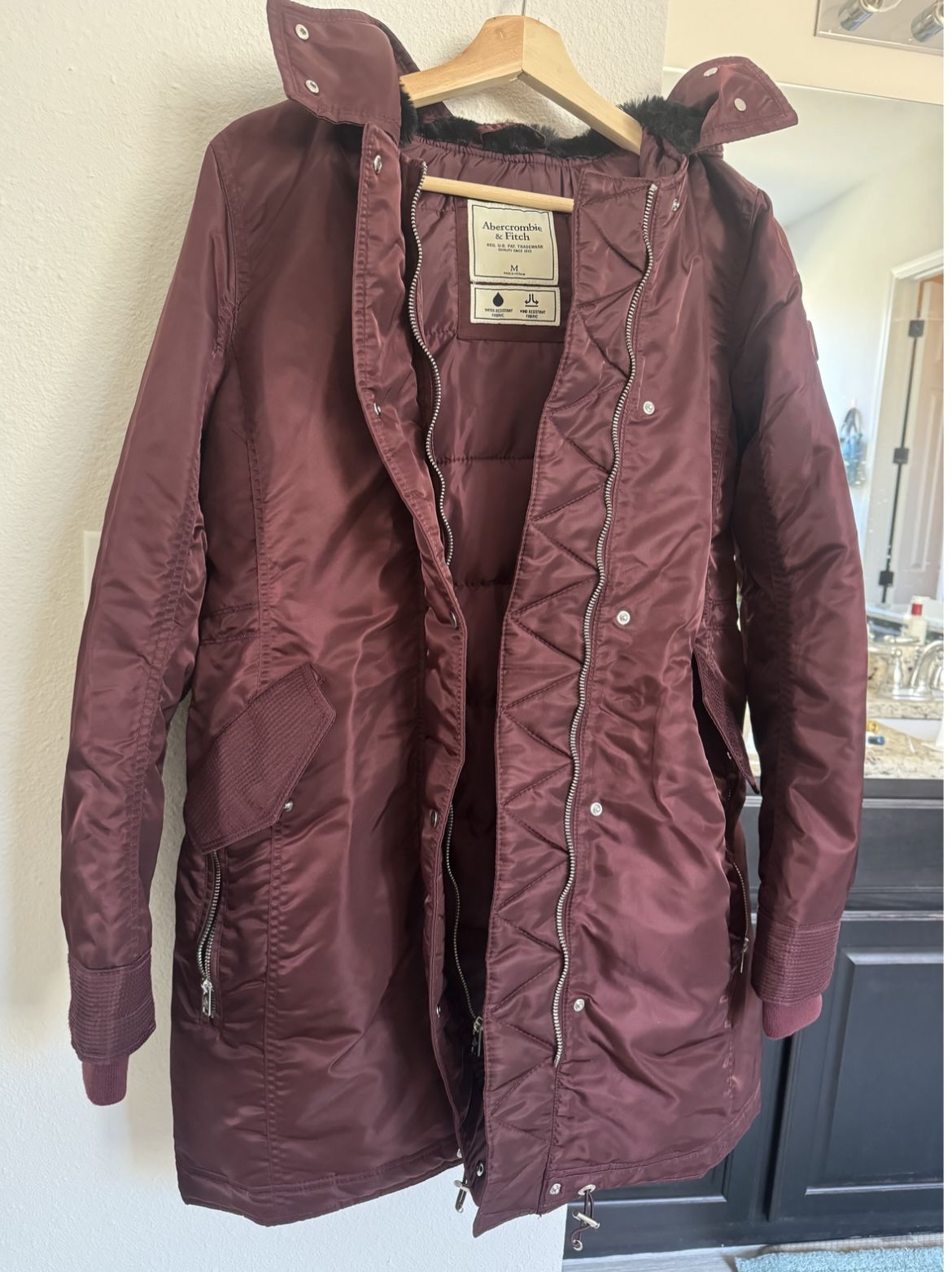 Abercrombie and Fitch Burgundy Waterproof Jacket