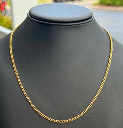 Jewelry 18k solid Yellow Gold Flat Cuban link 22.00” Chain necklace 11.60 grams 2.50mm