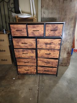 11 drawer fabric dresser as is
