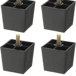 uxcell 2 inch Plastic Furniture Legs, Set of 4 Square Tapered Table Sofa Cabinet Bed Legs, Replacement Furniture Couch Feet with M8 Hanger Bolts

