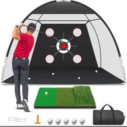 Golf Practice Net Set with Hitting Mat
