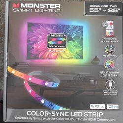 Monster HDMI Color-Sync LED TV Lights (55”–85”) – NEW