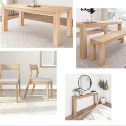 Table & Bench & 2 Chairs & Console Table