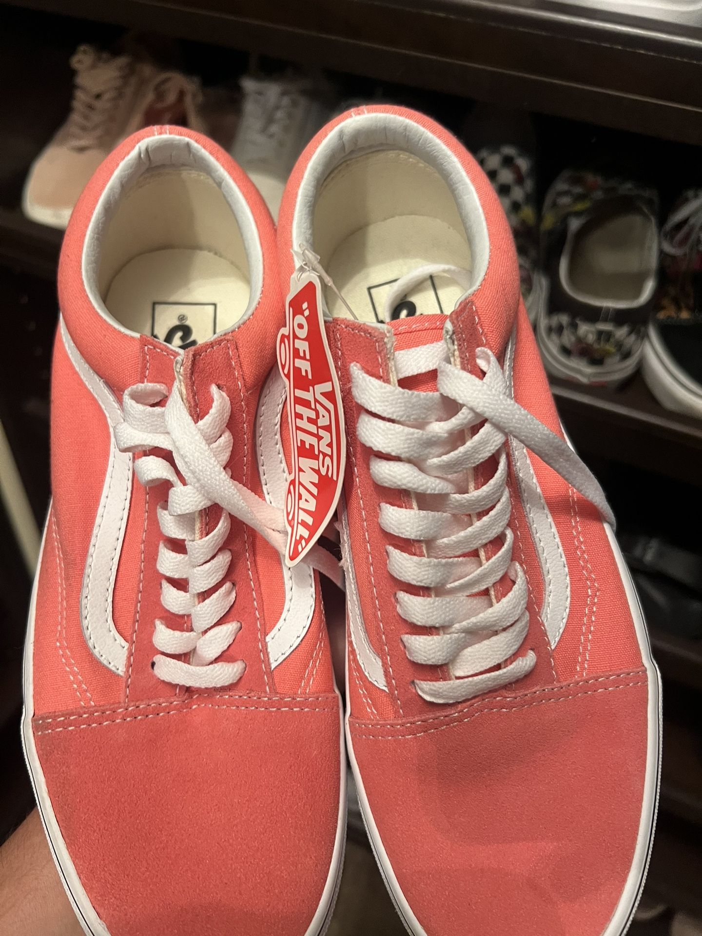 Brand New Vans - coral pink color size 9.5 women’s 