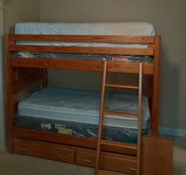 Solid Wood Twin over Twin Bunk Bed with Mattress and Box Springs