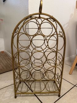 Vintage Gold Metal Wine Rack / Botellero Dorado Vintage