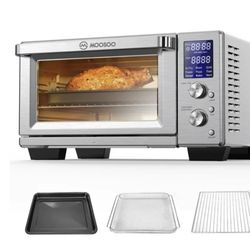 MOOSOO New Air Fryer, Stainless Steel Air Fryer Oven, 30 Quart Large Capacity, Knob Control