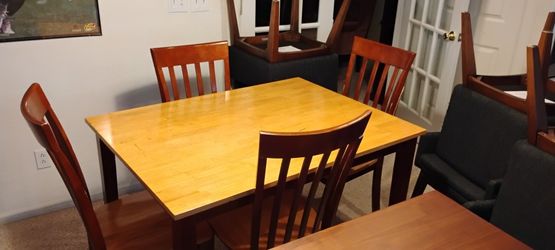 Solid Wooden Dining Table + 4 Chairs – $150 (OBO)