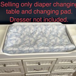 White Diaper Changing Table With Pad  (Dresser Not Included)