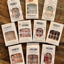 24 Piece Press on Nails, Short Medium Length, Square Shaped, Do It Youself At Home Manicure, Complete Kits with Jelly Glue Tabs, Reusable *NEW*